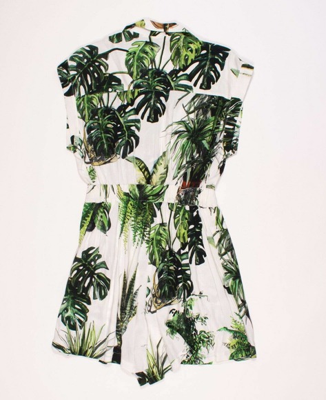 Tomcsanyi Plant Print Sleeveless Button Front Romper - Picture 3 of 5